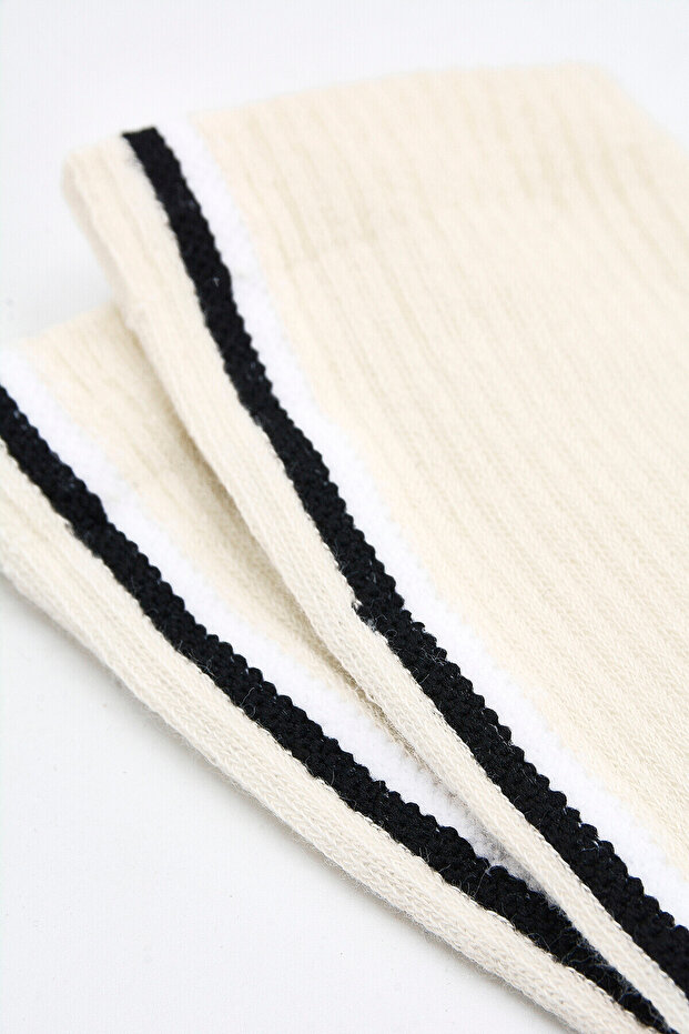 Ecru Striped Socks - 2