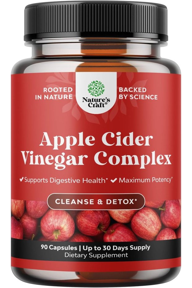 Cleansing Apple Cider Vinegar Capsules - ACV Cleanse and Detox Pills for Gut and Digestive Health wi