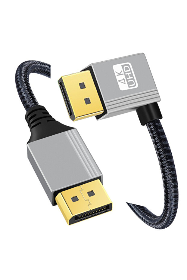 كابل DisplayPort بزاوية 90 درجة ودقة 4K بطول مترين، يدعم زوايا العرض لأعلى/لأسفل/لليسار/لليمين، يدعم DisplayPort 1.2، دقة 4K بمعدل 60 هرتز، ودقة 2K بمعدل 144 هرتز، يدعم الفيديو C