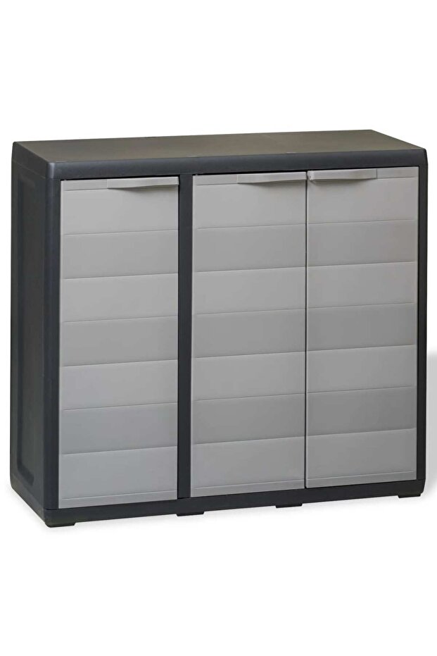 Garden Storage Cabinet with 2 Shelves Black and Grey