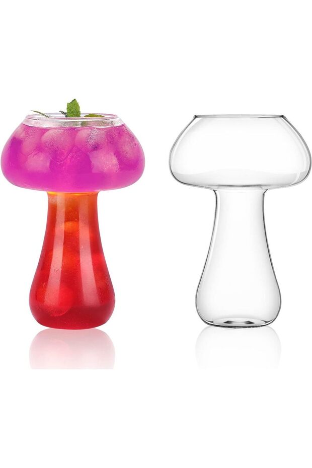 201-300ml 2pcs Creative Cktails Glasses Mushroom Cup,Wine glass,Glass Goblet Drink Cup,Clear Drink C