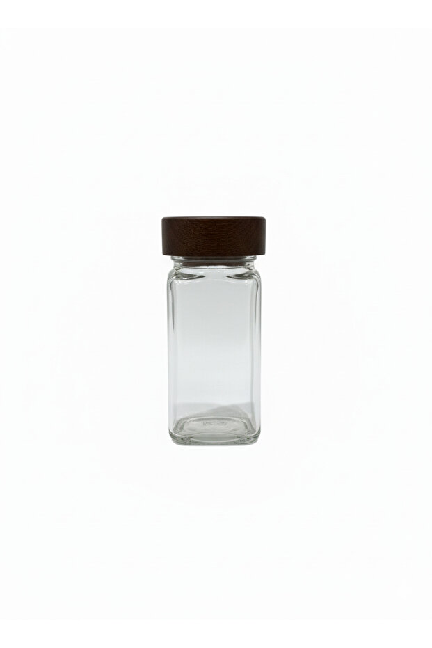 Acacia Bamboo Lid Glass Spice Jar, Salt Shaker | Transparent Glass Seasoning | Modern Kitchen Organizer 120 ml