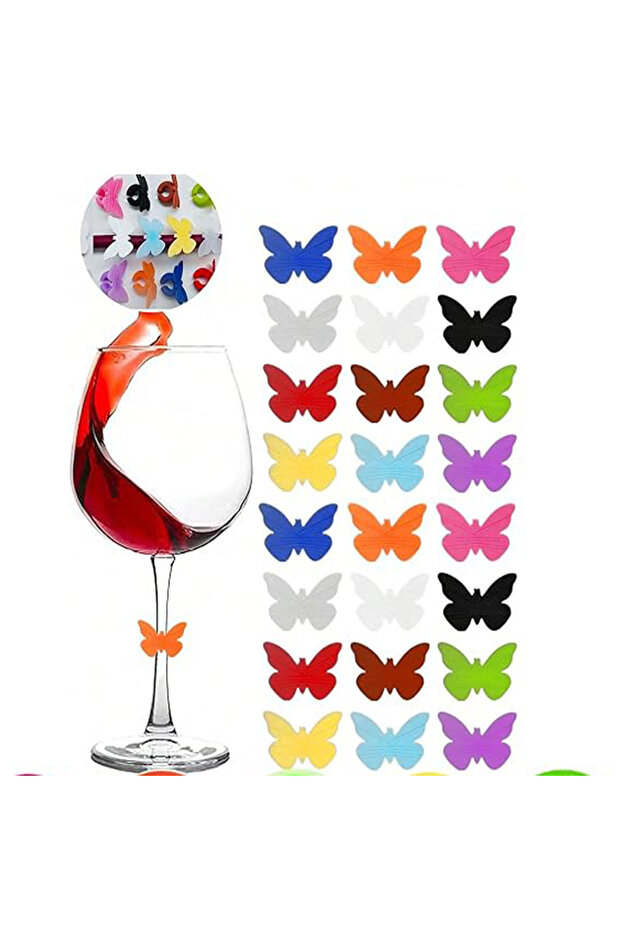 random 12 pcs Silicone Wine Glass Charms and Coasters Set, Drink Markers for Wine Tasting Party Deco