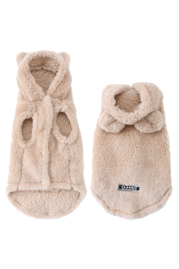 M Khaki Autumn Winter Dog Clothes For Small Medium Dogs Warm Plush Rabbit Ears Pet Coat Cute Soft Pu