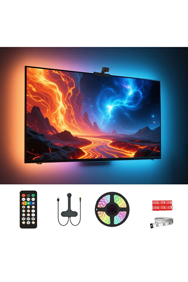 For 55-65 inch TV WACUAAO AI Sync LED TV Backlight with Camera, Music Sync,USB Powered, Remote Contr
