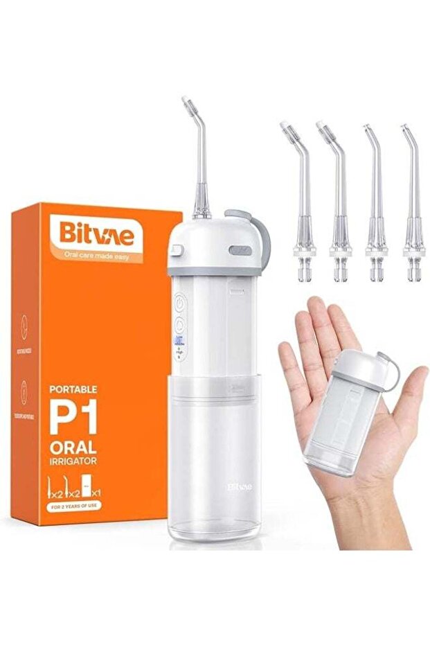 P1 Mini Portable Water Flosser, Cordless, IPX7 for Braces (White)