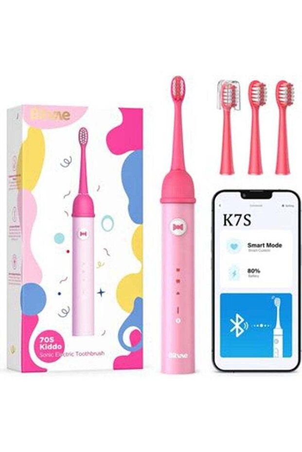 K7S Kids Electric Toothbrush, Smart App, Pressure Sensor (Pink)