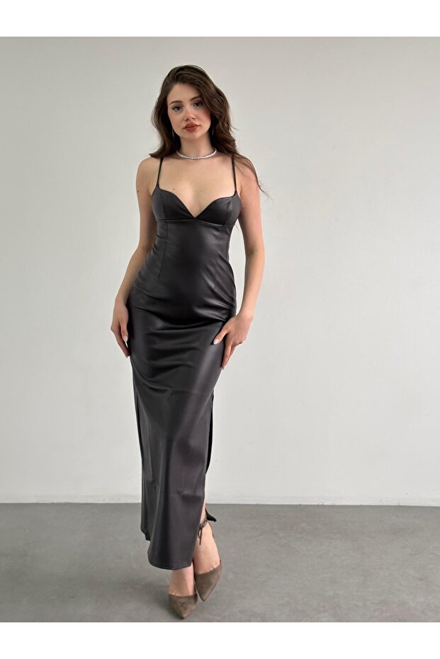 Deri Uzun Elbise - 3