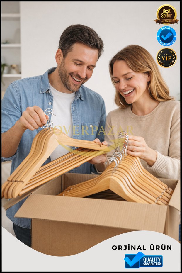 Wooden Clothes Hangers Set of 20 – Varnished, Durable and Stylish Hangers