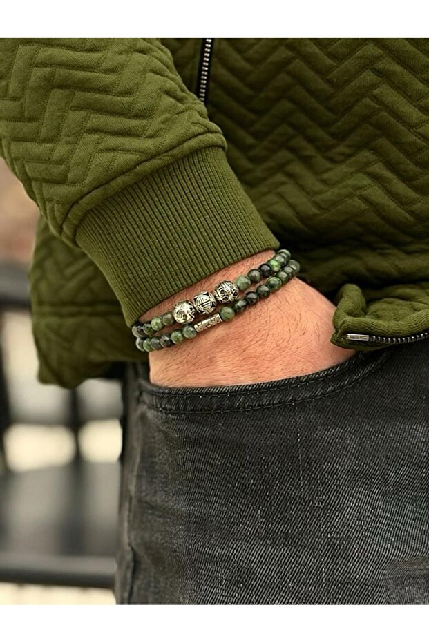 Set 2 Bratari Barbati Agate Verzi - 2