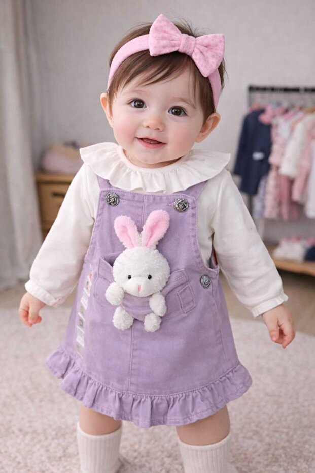Girl's Jeans (Jeans) Badili Jile Set with Rabbit Toy (6/9/12/18) Months