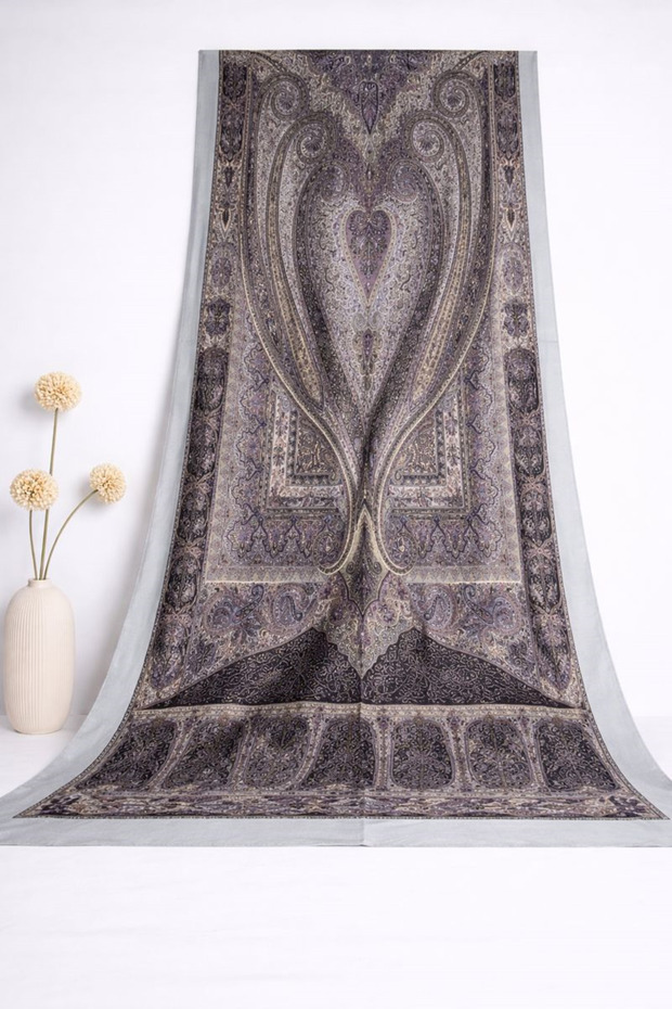 Glamour Cotton Ethnic Shawl 2 - 52862 Light Blue Plum