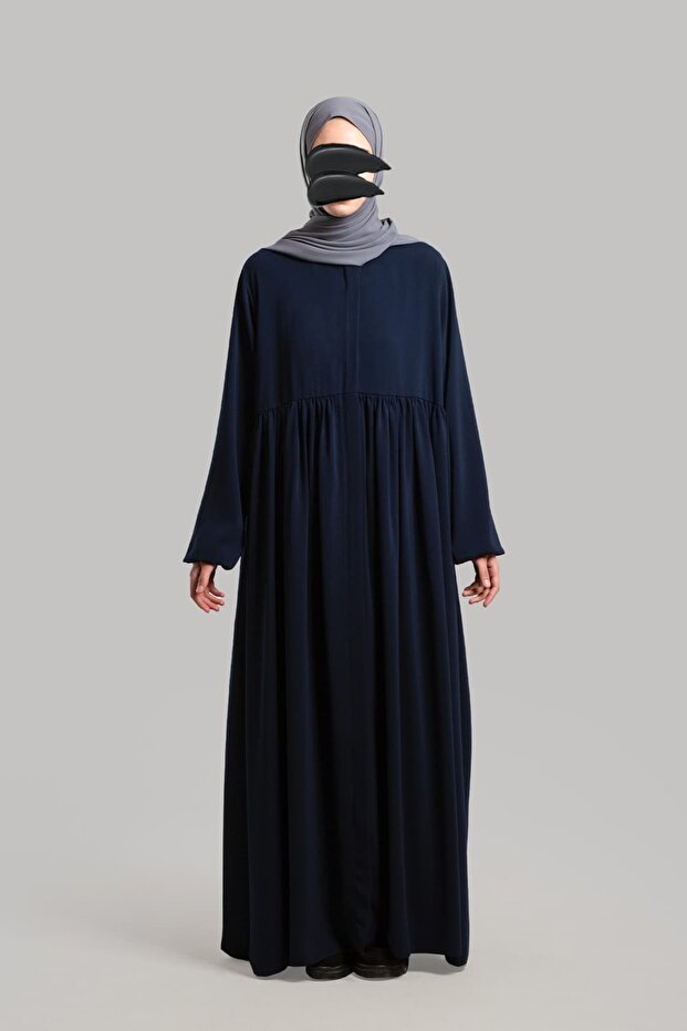 Ahsen Zippered Robe Ferace - Navy Blue