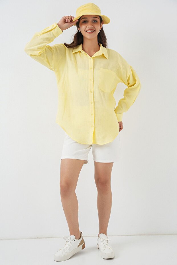 BDART Cep Detaylı Keten Karışımlı Basic Gömlek - 2