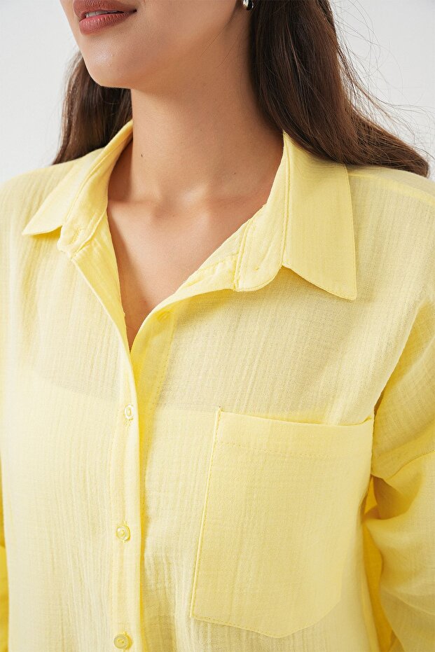 BDART Cep Detaylı Keten Karışımlı Basic Gömlek - 6