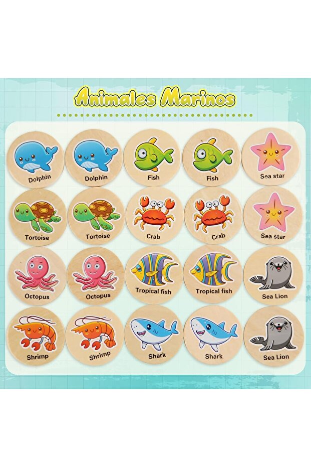 Match Memory Game - Sea Animals - 4
