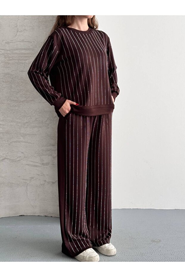 Full Stone Embroidered Modal Fabric Tracksuit Set