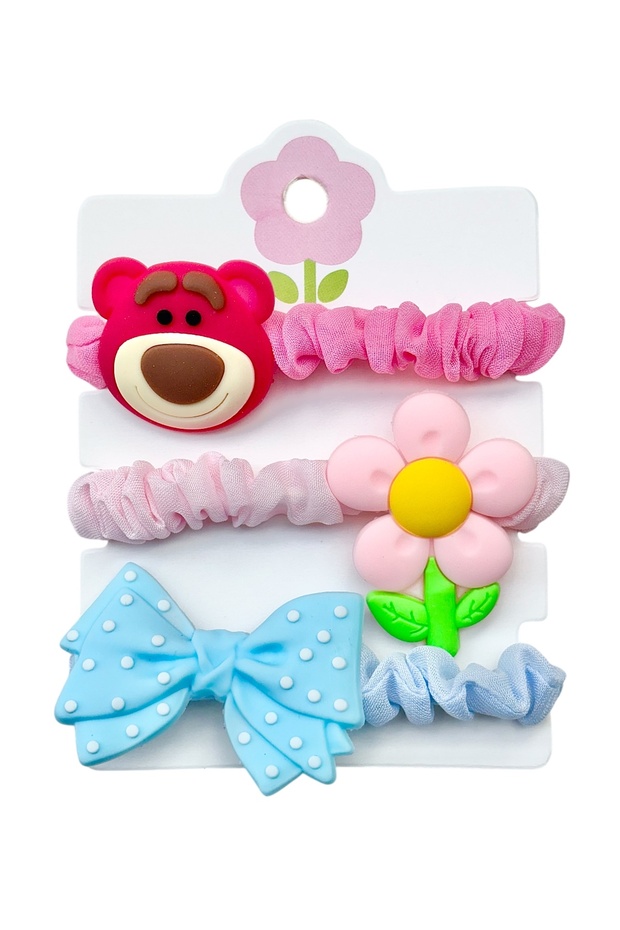Girl's Figured Fabric Rubber Buckle Set – 3 Pieces