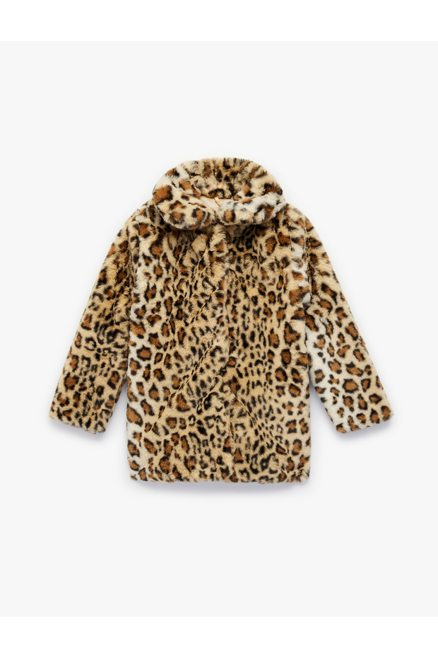 Long Sleeve Peter Pan collar Leopard Plush Coat