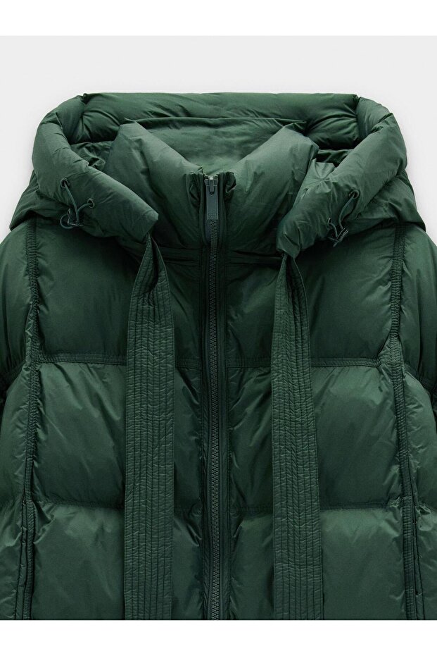 Çıkarılabilir Kapüşonlu Kapitone Ceket - 7