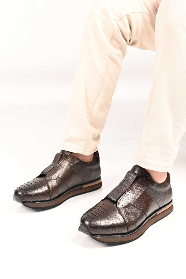 Laceless Elastic Eva Sole Genuine Leather Sneaker 172-64300 Men's Shoes