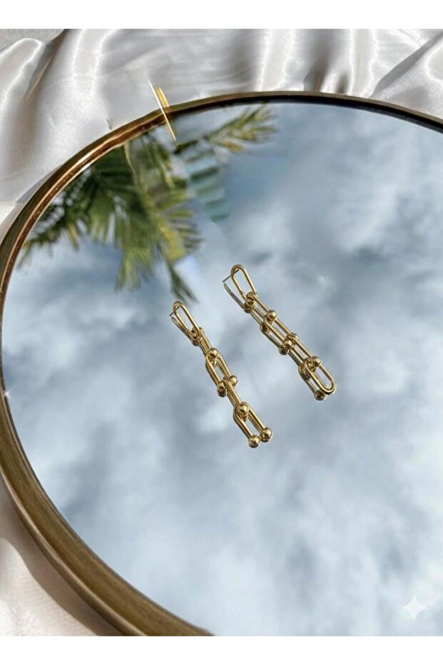 Steinless zincir sarkıt küpe - 3