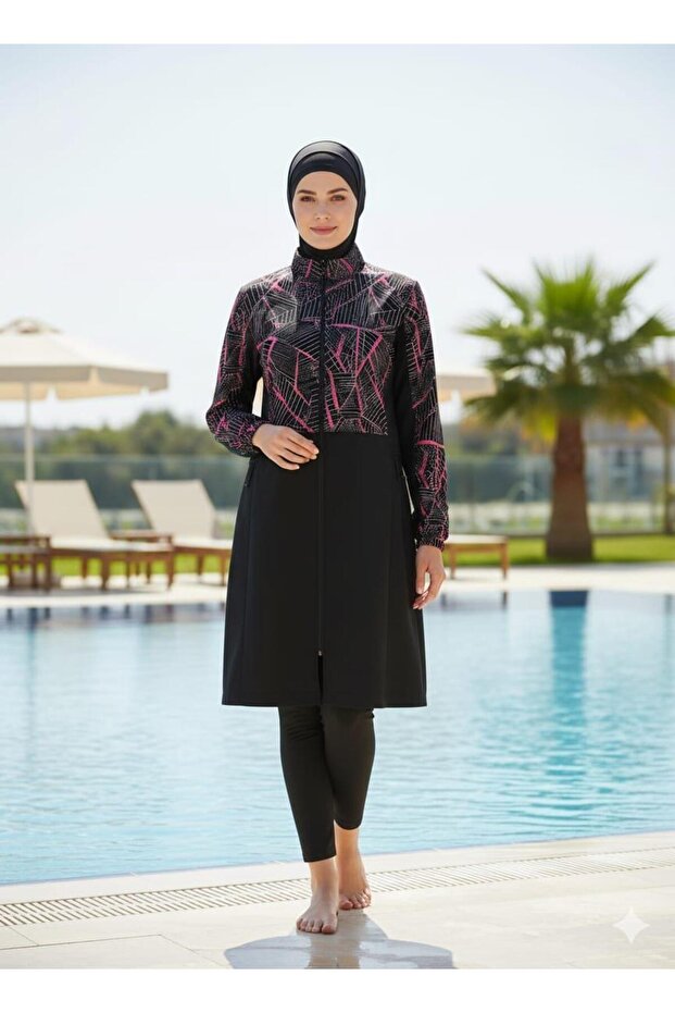 GEOMETRİK DESENLİ TESETTÜR MAYO - 1