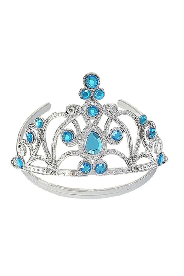 Blue Stone Elsa Children's Crown Princess Crown Queen Crown 16X14Cm Nessiworld