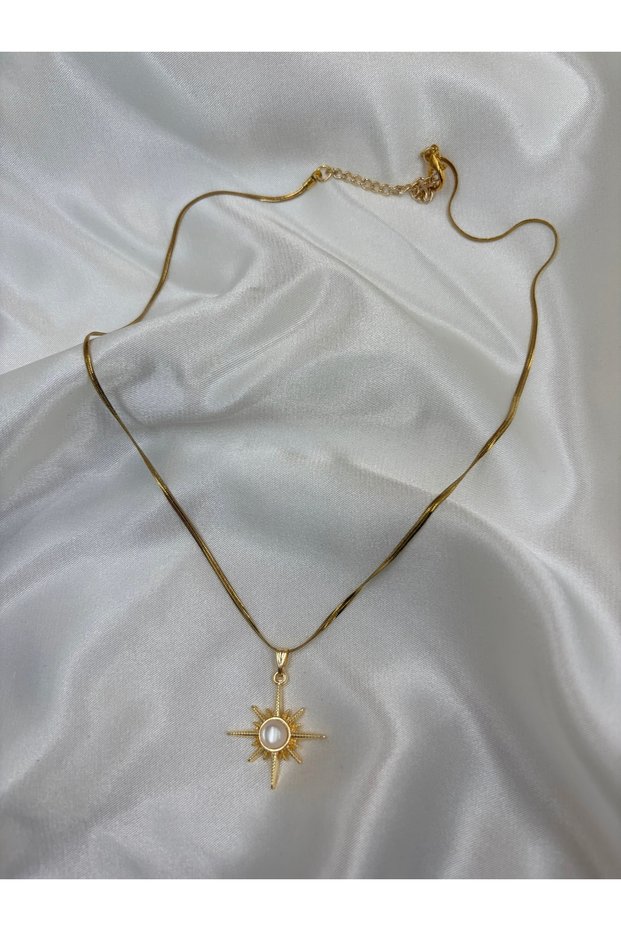 Women's Gold Color Opal Stone Polar Star Steel Necklace