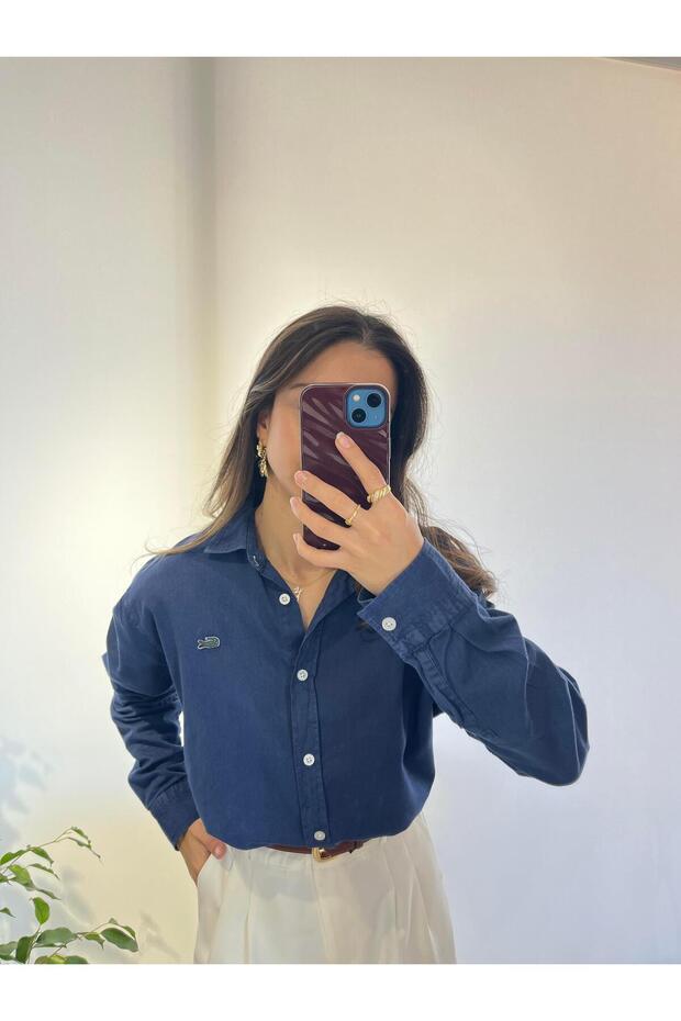 KOYU MAVİ LOGOLU BASIC GÖMLEK - 2