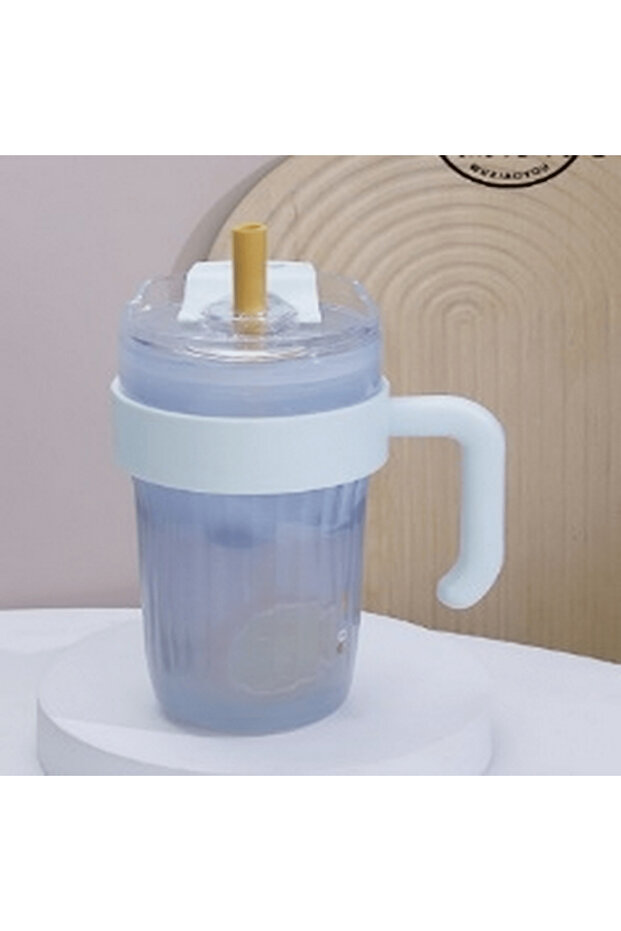 كوب زجاجي بغطاء وماصة 780 مل