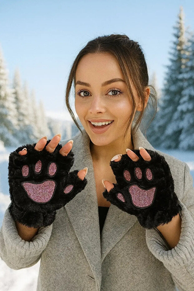 Pati Figürlü Peluş Eldiven - 1