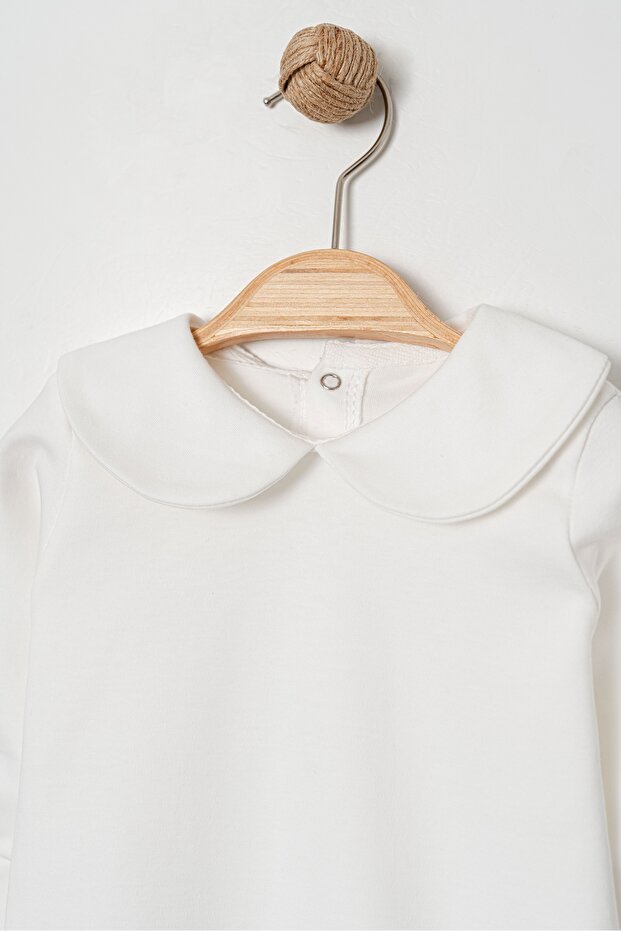 طقم ملابس مكون من ياقة دائرية قطع من نوع Basic 3 مزود بأزرار خلفية - 6