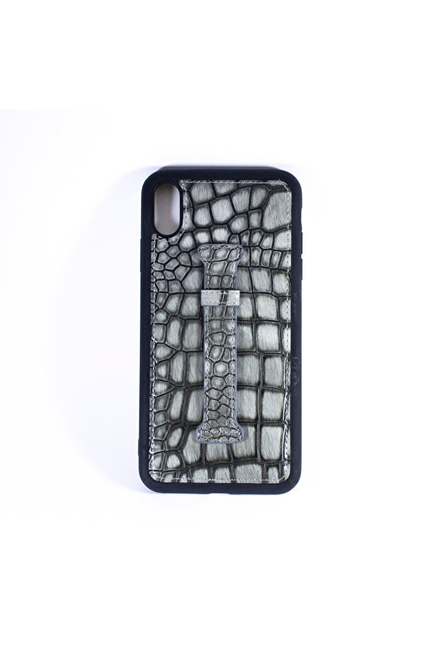 ISAFE SIGNATURE CROCODILE LEATHER RING BACK CASE IPHONE XS MAX GRAY