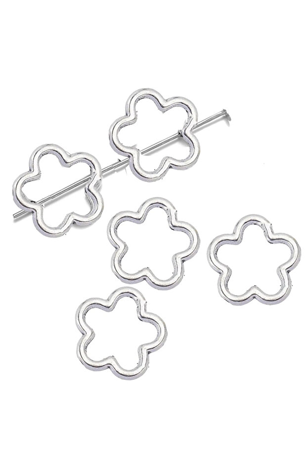 Antique SR 15x15mm 50pcs Flower Star Bead Frames Spacer Beads Double Hole Hollow Connector Link Char