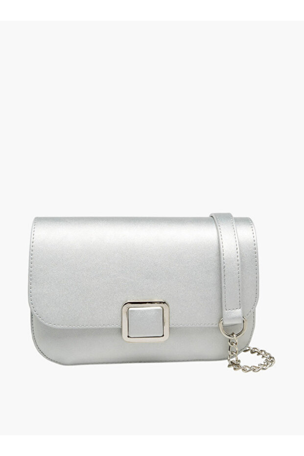 Textured Crossbody Bag with Detachable Chain Strap - H 13 x W 22 cms