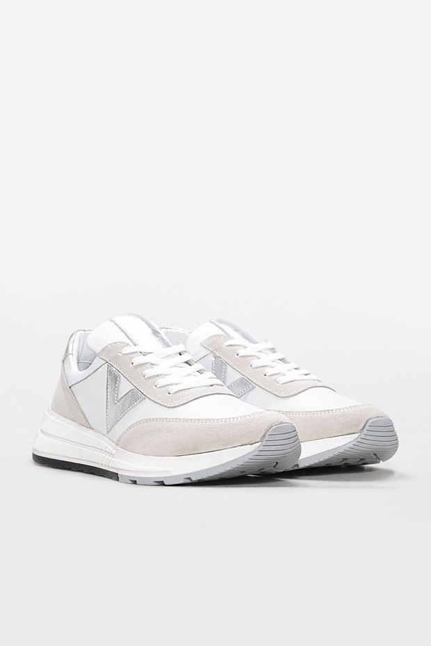 White Silver Inside and Outside Genuine Leather Thermo Sole Lace-Up Women's Sports Shoes Tg09169261563