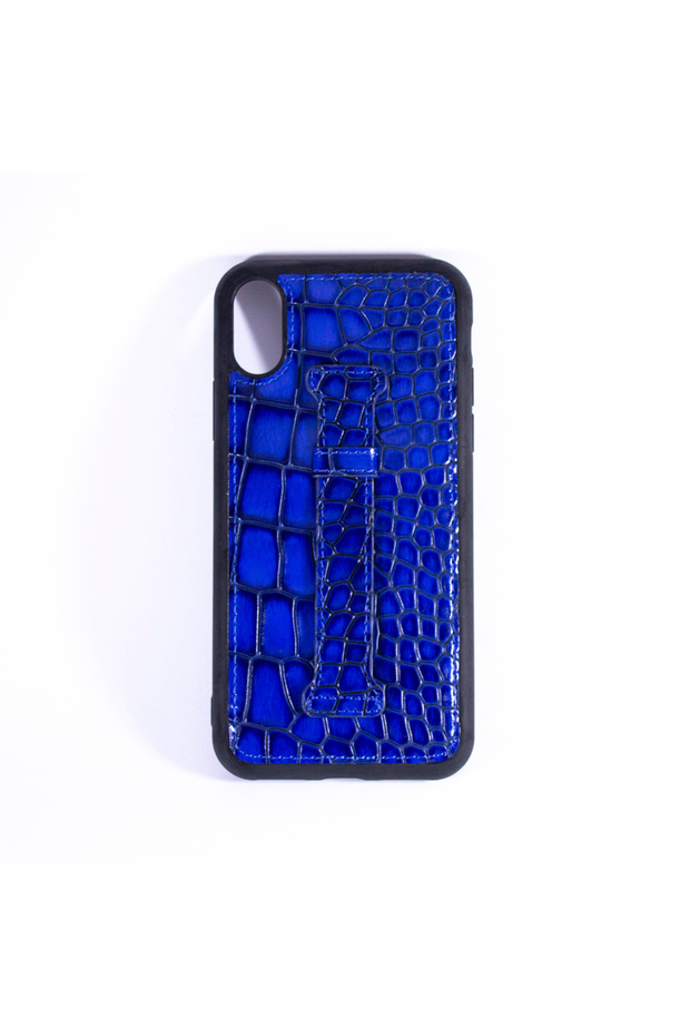 ISAFE SIGNATURE CROCODILE LEATHER RING BACK CASE IPHONE XS BLUE