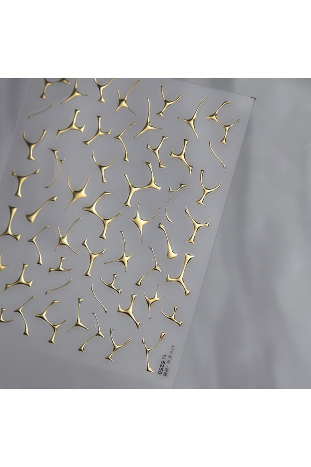 Choice TO5250XTJ Irregular French Curved Arc Lines Fragmented Modern Gold Stamping 5D Nail Art Stick