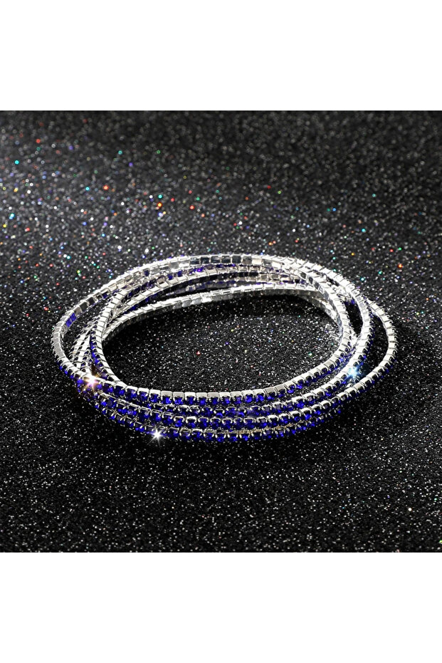 A 5Pcs/Lot Elastic Crystal Bracelets 2mm Charming Gold Color Crystal Rhinestones Metal Bangle Brace.