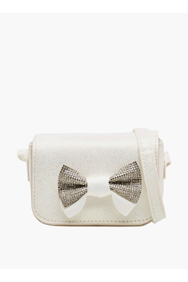 Embellished Bow Crossbody Bag with Chain Strap - H 8 x W 12 cms