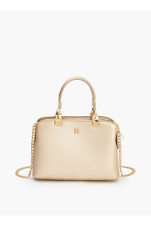 Logo Embossed Crossbody Bag with Chain Strap - H 14 x W 20.5 cms