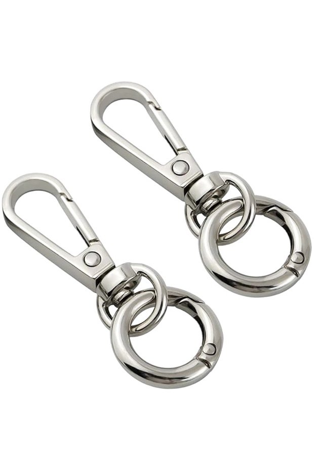 3 Sets Silvery 3/6/15/30 Sets Swivel Snap Hooks Double Opening Keychain Clip Rings Metal Lobster Cla