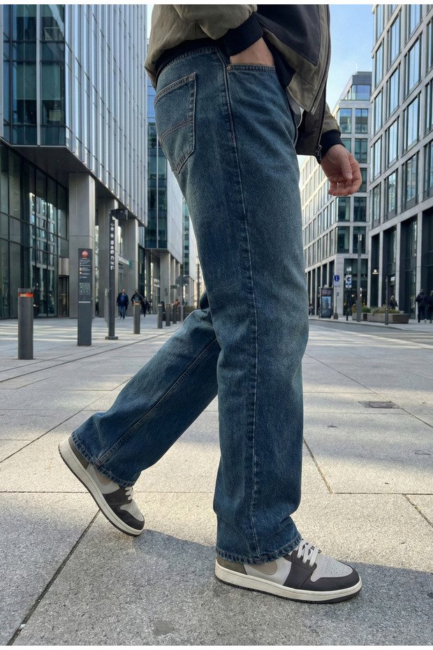 Comfort Fit Baggy Jeans Denim Trousers