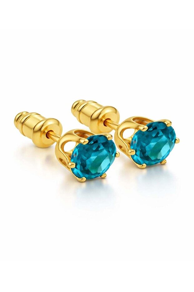 Turquoise Birth Stone December Gold Earring | Stainless Steel | 18K Gold Plated