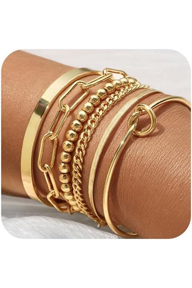 Gold Bracelets for Women Dainty Bracelets Jewelry Sets Stackable Figaro Chain Paperclip Link Chain