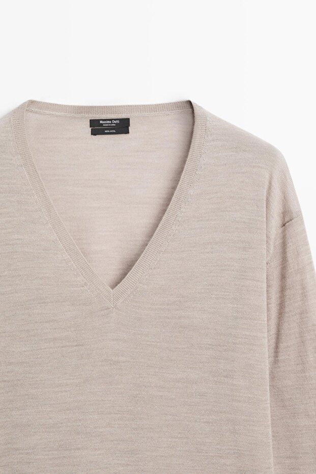 V yaka oversize triko kazak - 6