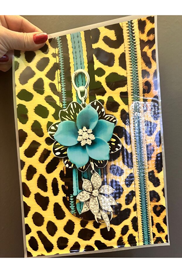Iron-On Turquoise Floral Transfer Print Arma 29X19 cm