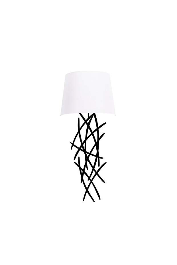 Black Metal Sconce with Tufts E27 Wall Lamp 28X15X72 cm Living Room Lighting