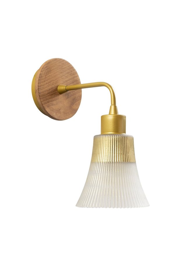 Gold Glass Sconce E27 Wall Lamp 13X24X28 cm Bedroom and Living Room Lighting
